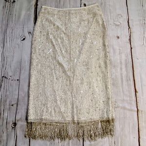 Emma Black Beaded Silk Skirt NEW